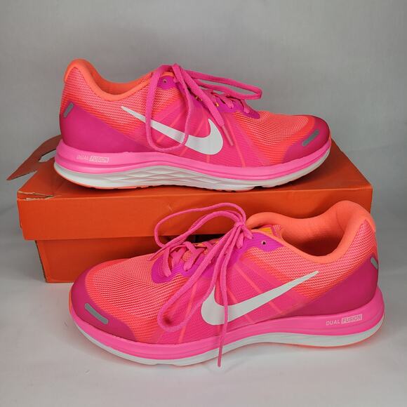 Nike Dual Fusion X2 Running Shoes NEW NEON Pink White Mango Women's US Size 9 - Picture 11 of 14